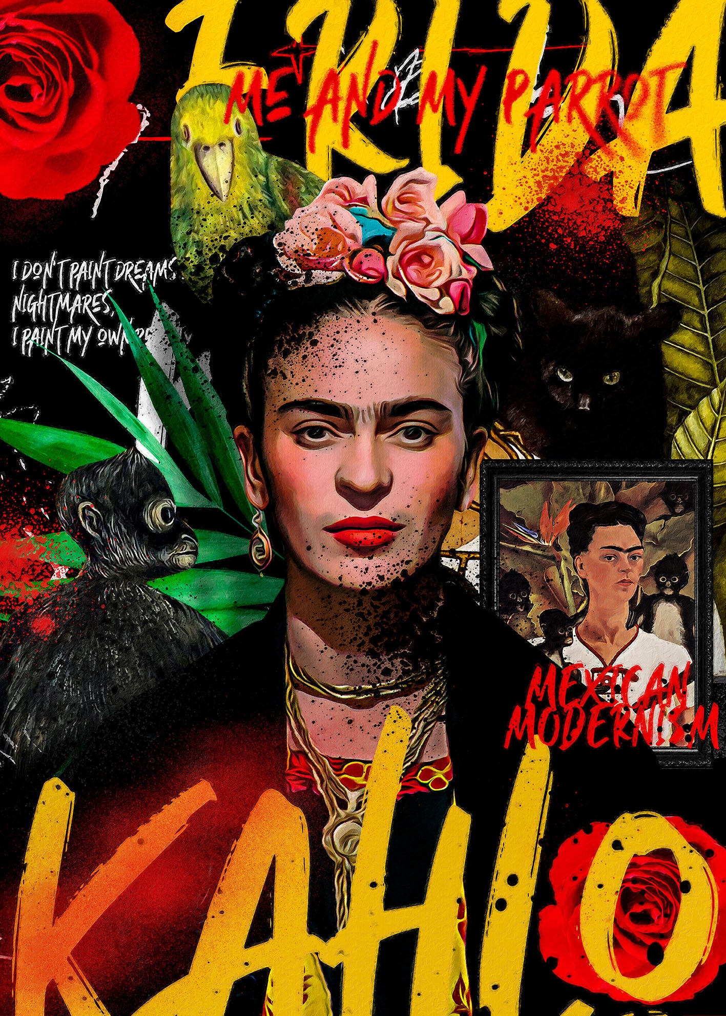 POP ART - Frida Kahlo Veggspjald